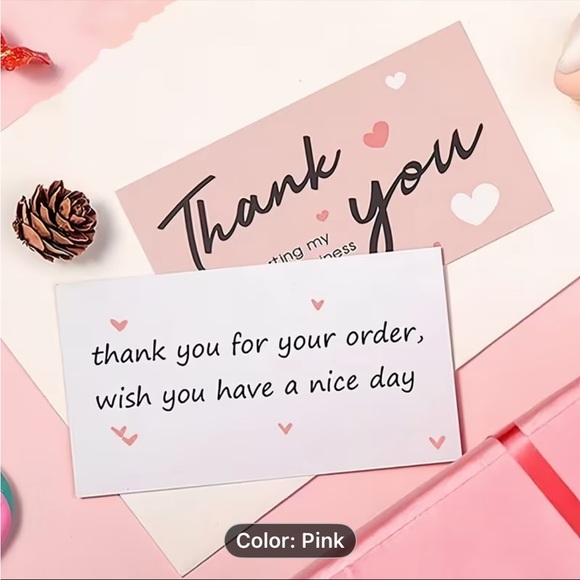 Chic Pink Thank You Card Set with Stickers and Bags NEW - Picture 3 of 3